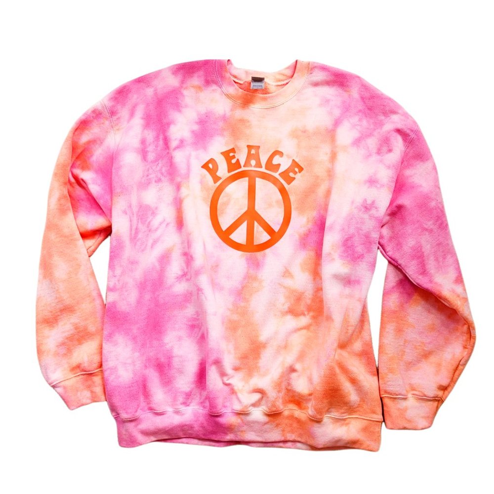 Peace Sign Tie-Dye Crewneck Sweatshirt